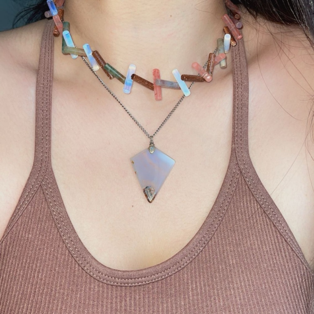 Artisan Multicolor Glass Rod Abstract Glass Necklace🫧